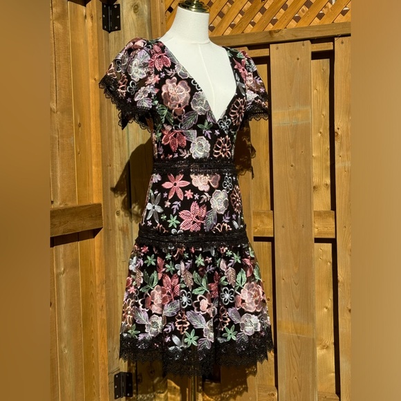 🆕 BRONX & BANCO 🧿NWOT Camille Floral Embroidered Tiered Midi Dress, Sz S / US4 - Picture 12 of 16